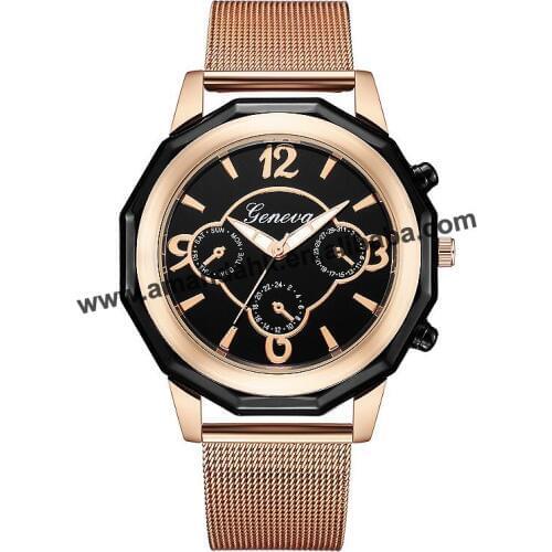 Wholesale Lady Woman Geneva Alloy Mesh Wrist Watch Fashion Hours Bracelet Watch Hot Sale Men Sport Casual Watches 616