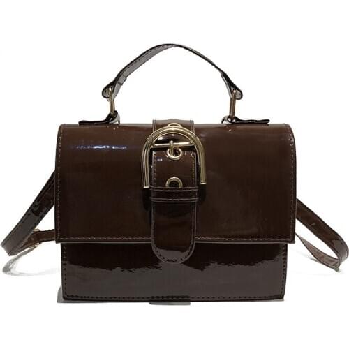 Autumn winter female bag new glossy leather belt buckle decoration shoulder bags diagonal cross versatile fashion handbags