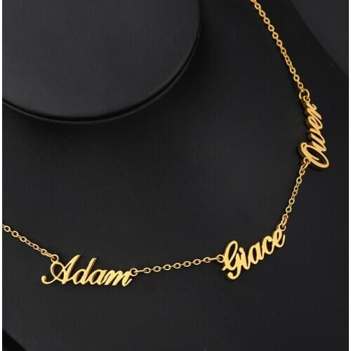 Three Name Custom Necklace Personalized Stainless Steel Necklace For Women Couple Chain Choker with Gift Box Jewelry Christmas