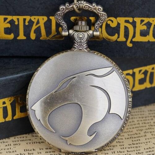 Full Metal Alchemist Bronze Quartz Pocket Watches Wolf Pendant Mens Japan Anime Necklace Best Gift for Children