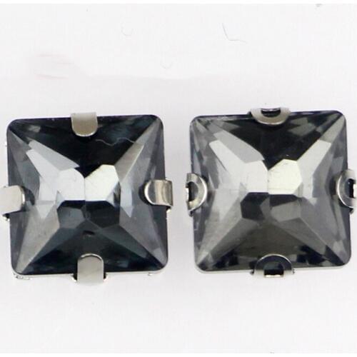 Super beauty Gray square shape Glass Crystal sew on claw rhinestones with holes Diy wedding decoration and Shoes sijishuizuan