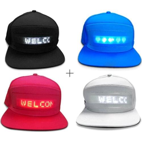 Unisex Fashion Luminous Sun Hat Scrolling Message Display Board Flexible LED Hip Hop Cap For Party Rave Dance Glowing Cap