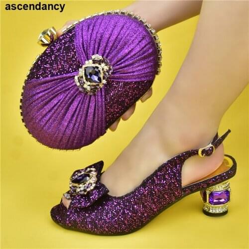 New Arrival African Italian Shoe and Bag Sets 2020 Spring Autumn Women Pumps Sexy Buckles High Heels Shoes Sandals Plus Size