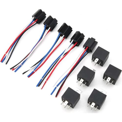 Universal Car Relay 12V Automotive Relay with Pentalobe Waterproof Flame Retardant Socket Universal Car Parts Waterproof Relay