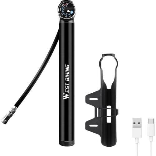 Mountain Bike Air Pump Foldable 120PSI High Pressure Lightweight Portable USB Rechargeable Bicycle Inflator Cycling Equipment