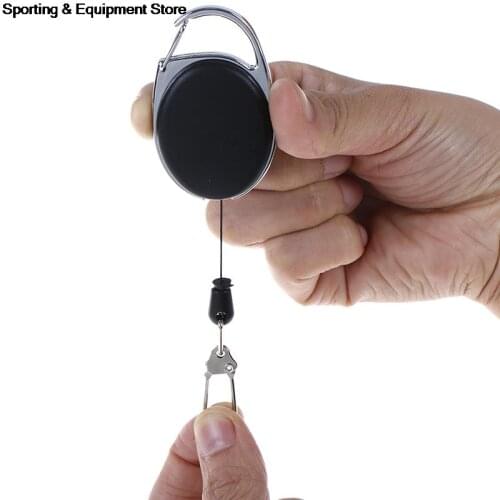 Recoil Extendable Nylon Wire 60cm 23in Key Chain Ring Belt Clip Pull Keyring Retracting ID Card Badge Holder