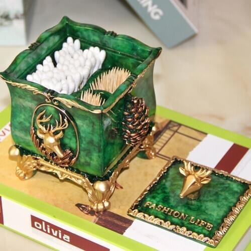 Makeup Brush Storage Box Resin European Retro Pen Holder Office Gadget Organization Box Home Crafts Decoration Can Box Supplies