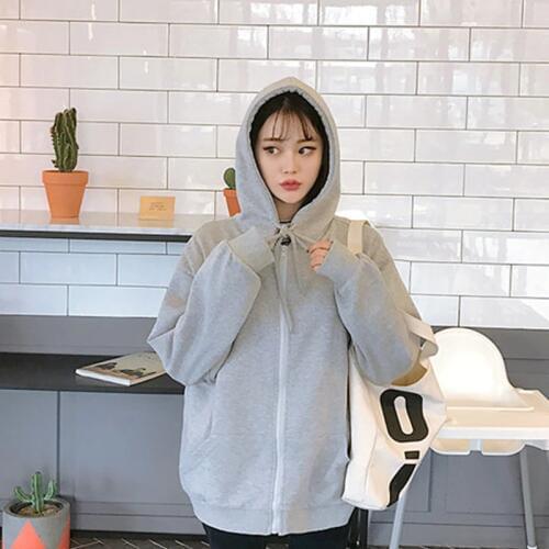 2019 New Solid Color Hooded Casual Wild Autumn Women Sweatshirt Plus Velvet Warm Loose Women Tops