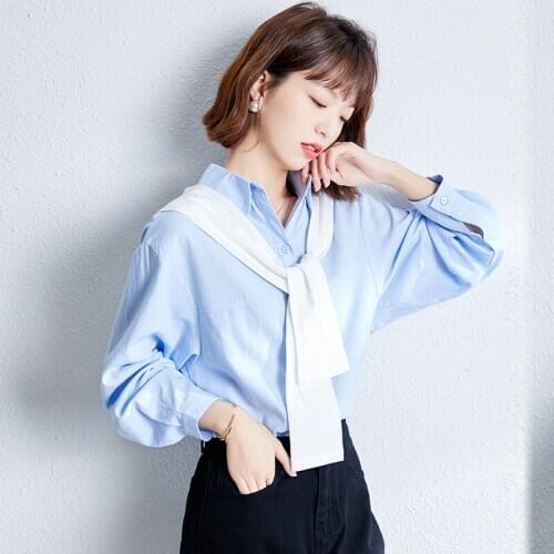 Spring Shirts Women Patchwork Long Sleeve Harajuku Tops Tees Korean Style Loose Thin Blouse Female Autumn Pockets Blusas 1077