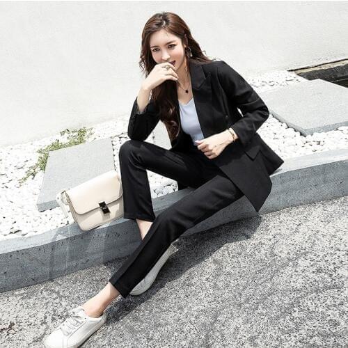 Womens suit 2019 spring and autumn fashion Slim OL small suit jacket trousers casual suit two-piece womens temperament wild