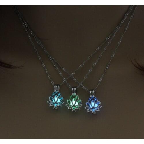 2021 womens Yoga lotus photo box luminous Pendant Necklace Korean fashion new necklace pearl necklace цепочки и ожерелья