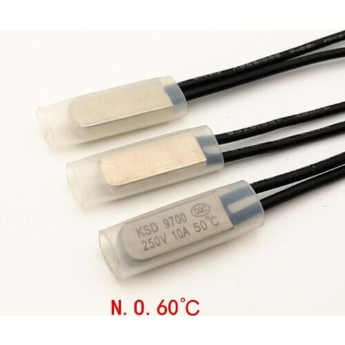 10pcs/lot 60C 10A KSD9700 Normally Open Thermostat, Temperature Switch, NO60Celsius, Bimetal Disc