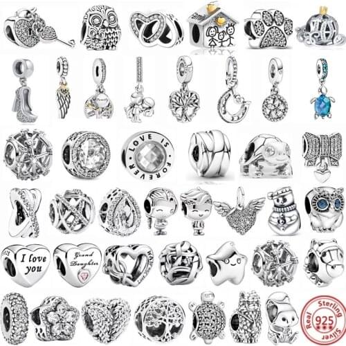 100% 925 Sterling Silver Feather Family Tree Snowflakes Boy Dangle Beads Fit Original Pandora Charms Bracelets DIY Women Jewelry