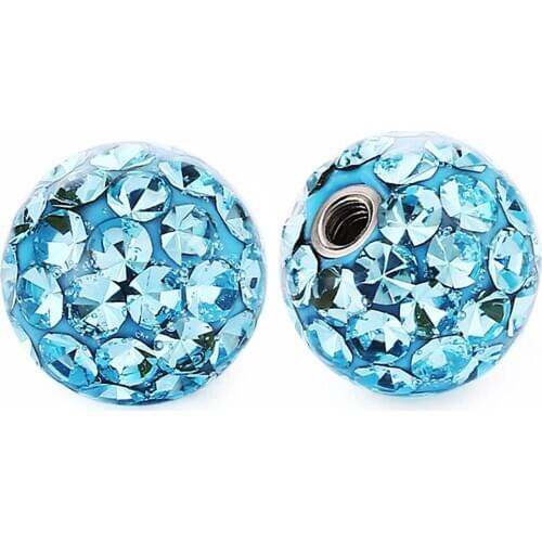 2Pcs Crystal CZ Stone Replacement Round Epoxy Balls Parts 16G 14G Surgical Steel Lip Belly Navel Screw Piercing Body Jewelry