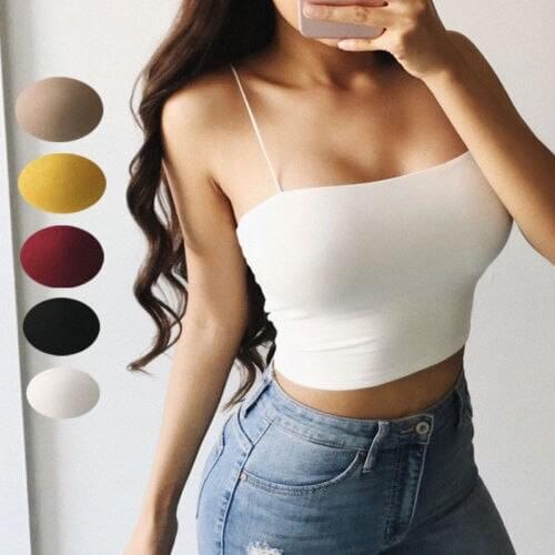 2020 Fashion Womens Summer Camis Tanks Tops Sleeveless Cotton Bustier Unpadded Bandeau Bra Vest Crop Top Seamless Bralette Tee