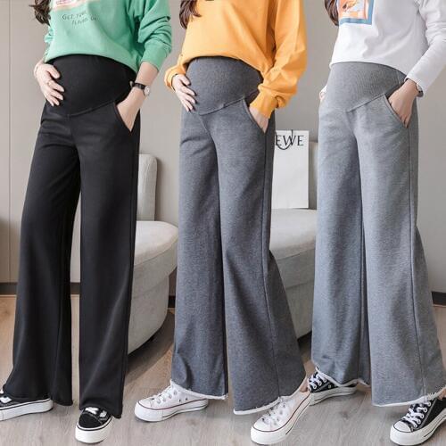 2019 maternity pants spring and autumn wear loose wide leg pants cotton leggings trousers nine points