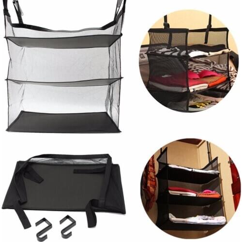 3 Tier Collapsible Hanging Organizer Closet Luggage Clothes Bag Shelf Storage Unfold Size 50 X 30 X 58cm Hot Selling