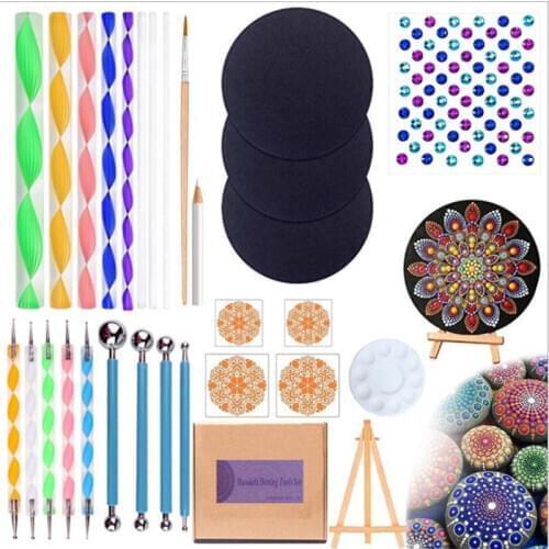 31Pcs Mandala Dotting Tools Kits Nail Art Painting Rock Mandala Brushes Paint Tray Brushes Rock Painting Pottery & Ceramics Tool