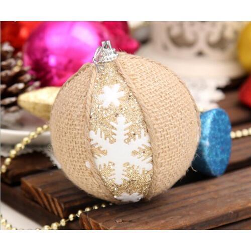 5pcs 8cm Linen Pearls/Snow Snowflake Round Ball For Christmas Party Holiday Tree Venue Hanging Decoration Hot