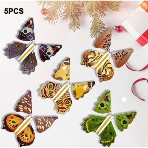 5Pcs Kids Fairy Flying Butterfly Wind up Toy for Surprise Wedding Birthday Party Decor Funny Prizes For Students