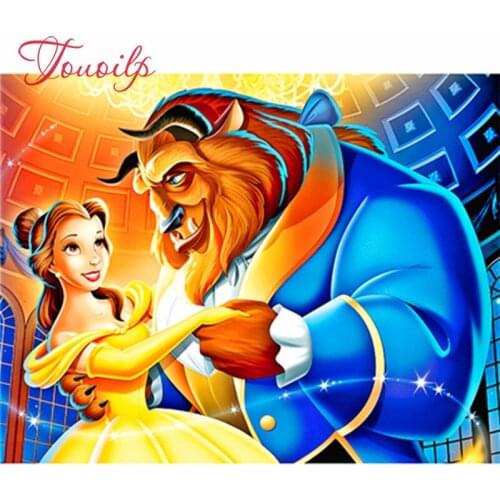 5D Diy Diamond painting Square drill diamond embroidery cartoon beauty beast cross stitch pattern Rhinestone painting