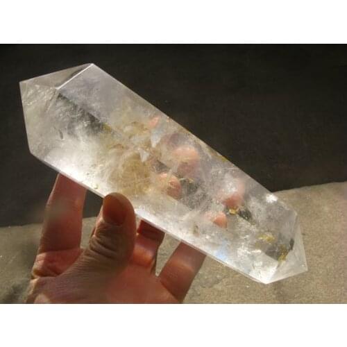 760g natural clear quartz crystal double points