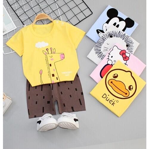 9M-4Y Childrens Cotton Fashion T-shirt Summer New Boys Fashion Short Sleeve Fashion Shorts Childrens Wear Set