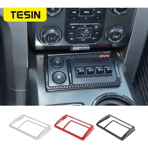 TESIN Interior Accessories For Ford F150 Raptor Car AUX Control Panel Decoration Cover Stickers For Ford F150 Raptor 2009-2014