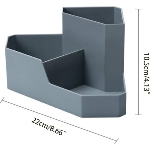 Large Capacity Pencil Holder for Desk 3 Compartments White/Gray/Pink ABS Pen Holder Organizer Pen Cup Stationery Holder