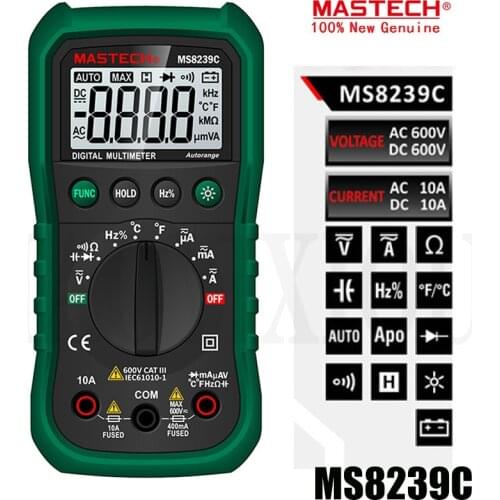 Digital Multimeter MASTECH MS8239C AC DC Voltage Current Capacitance Frequency Temperature Tester Auto Range Multimetro 3 3/4