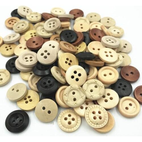 DIY 200pcsWooden Random mixing Round Sewing buttons Scrapbooking crafts 15mm