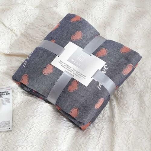 Peach Hearts Muslin Cotton Home Blanket Summer Bedding Sheet Cover Baby Bedspread Quilt Comforter