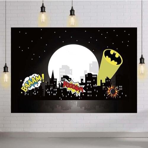 Superhero Cityscape Photography Backdrops Super Hero City Photography Background Themed Birthday Party for Children