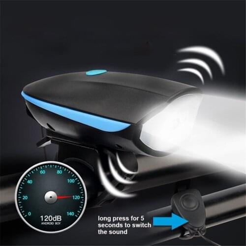 USB Rechargeable Bike Light Night Cycling MTB Front Lamp 140db Safety Warning Horn Waterproof Glare Light Bicycle Accessories