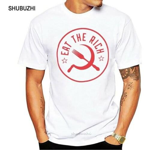 Eat Rich Graphic T shirt Size: L- Political T Shirt Short Casual O-Neck t shirt men funny t shirts