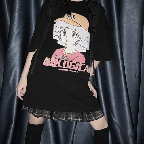 Summer Cartoon Cute Anime Print Woman T-shirt Loose Plus Size 2021 Fashion Women Clothes Japanese Streetwear Gothic Punk Clothes