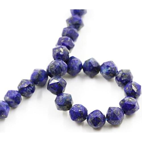 6 8 10mm Natural Faceted Round Polygonal Lapis Lazuli Beads Stone High Quality Blue Lazurite Stone For Jewelry Making Bracelet