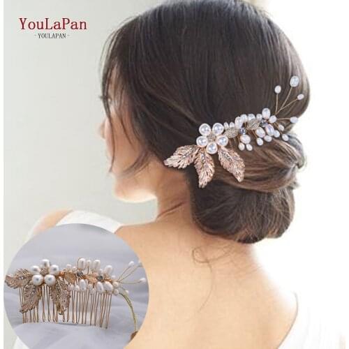 TOPQUEEN HP17 Alloy Leaf Wedding Hair Comb Women Tiara Bridal Hair Clip Bridal Hair Comb Wedding Hair Accessories Hair Clips