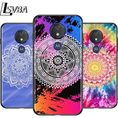 Indian Mandala Yoga for Motorola G9 G8 G E7 E6 One Play Marco Hyper Fusion Stylus Power Edge Plus Black Phone Case