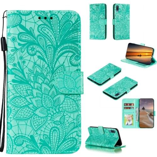 Lace Flower Embossed Pu Leather Phone Case for Samsung Galaxy A02/M02 Card Slot Wallet Photo Frame Kickstand Back Cover