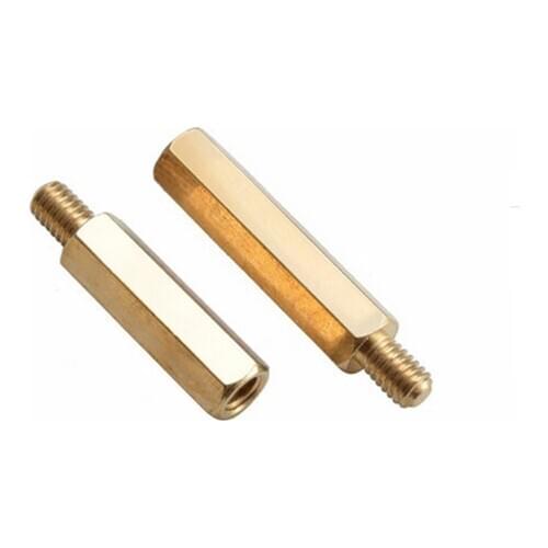 M3 x 10mm + 6mm thread copper spacer outer Hex nut pillars Nut Hex Brass Standoff Spacer Male - Female Copper Double-pass Column