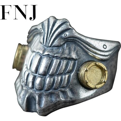 FNJ 990 Silver Rings Teeth Punk Adjustable Size Open S990 Solid Silver Ring for Men Jewelry Fine