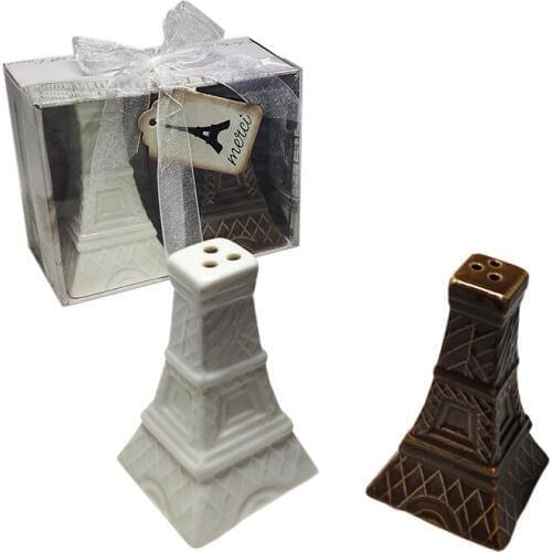 Ywbeyond 16pcs(8sets)/Lot Wedding souvenirs guests porcelain cruet set spice jar Eiffel Tower Ceramic Salt and Pepper Shakers