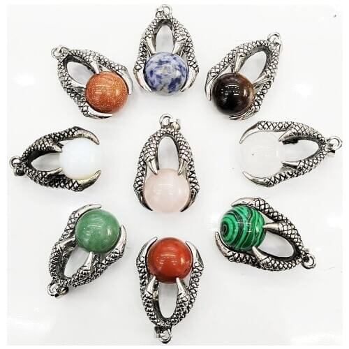 Natural Semi-precious Stone Charms Jewelry Making Dragon Claw God Beads Vintage Pendant for DIY New Necklace Accessories Gothic
