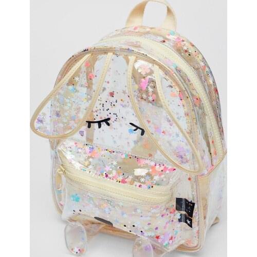 Summer new sequins glittering bunny shape transparent backpack shopping glitter cute children ladies shoulder bag