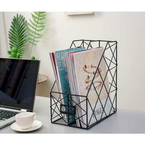 1PC Magazine Holder Bookshelf Wrought Iron Letter Storage Rack Tray Holder New Office Desk organizer File Tray QA 183