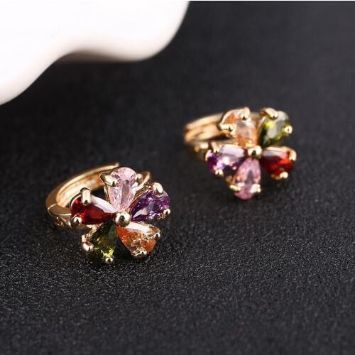 High Quality Flower Small Hoop Earrings For Women Crystal Cubic Zircon Earring Brinco Birthday Valentine Gift Jewelry Earrings