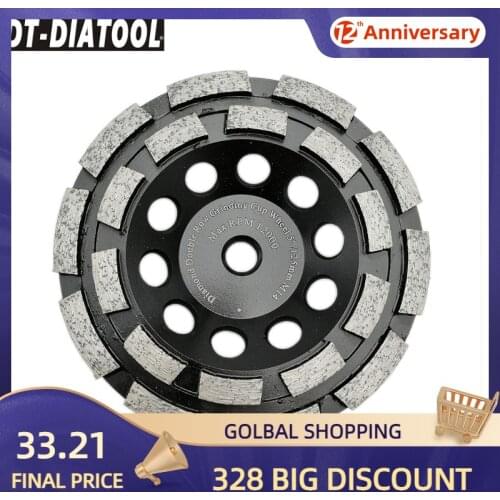 DT-DIATOOL 1pc Dia 125mm/5inch M14 Thread Premium Diamond Double Row Cup Grinding Wheel For Concrete Hard Stone Granite Marble