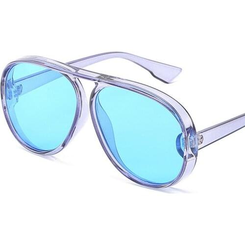 MINCL/Pilot Sunglasses Women/Men Wide Frame Transparent Sun Glasses Large Blue Fashion Vintage Retro Driving Sunglasses UV400 NX