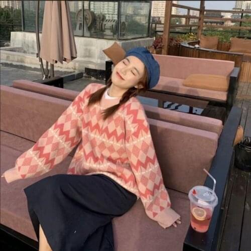 Autumn Long-sleeved Loose Sweater Female Loose Sweater Women O-Neck Preppy Style Unisex Retro Pullover Womens Sweaters jumper